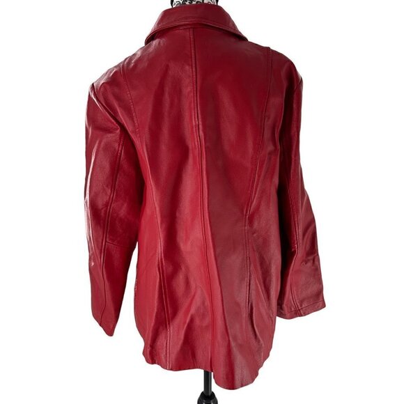 90s Vintage Red Leather Zip-Up Jacket โ Dialogue Size 1X - Picture 7 of 16
